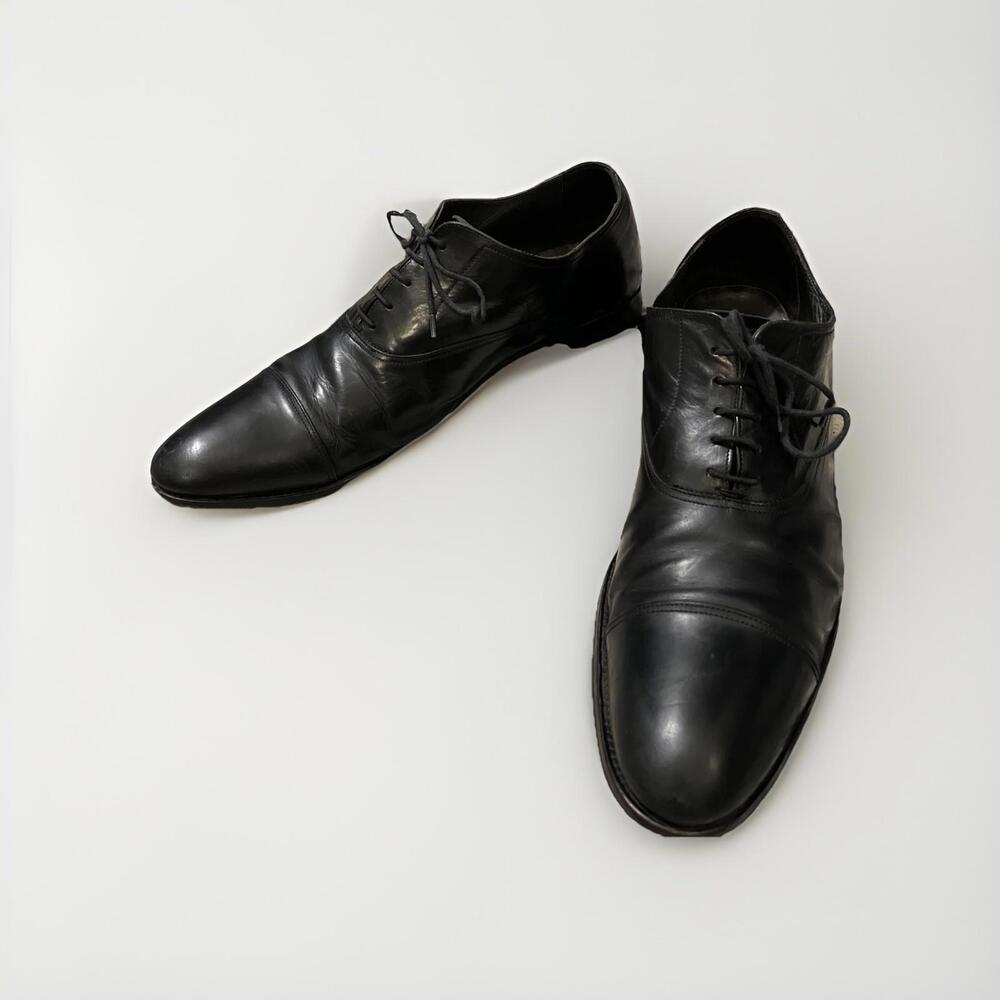 TO BOOT NEW YORK MENS BLACK LEATHER OXFORD SIZE 13 MADE IN ITALY GOOD COND!